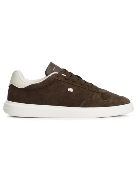 Bőr sneaker Tommy Hilfiger barna