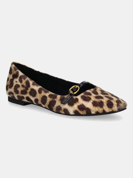 Велурени балеринки Kurt Geiger London Flexi Ballerina бежово