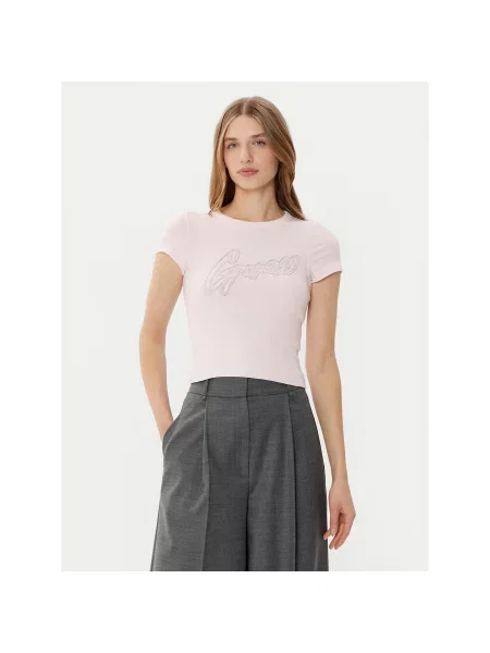 Guess Marškinėliai Slim Fit rožinė