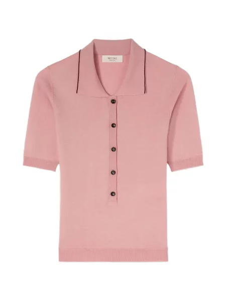 Tricou polo Retori tricotate roz