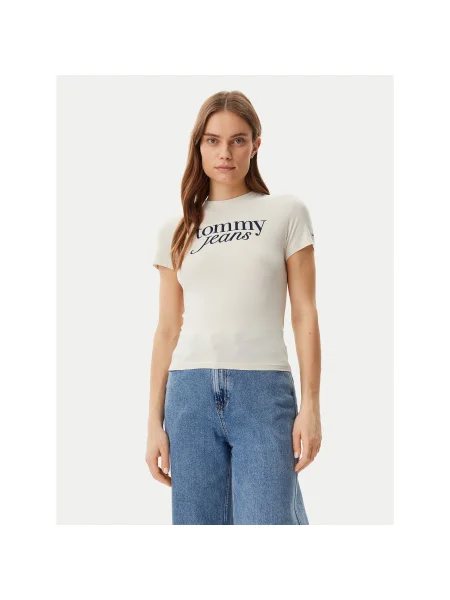 Tommy Jeans Póló Essential Slim Fit bézs