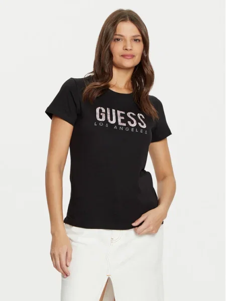 Guess Tricou Negru alb