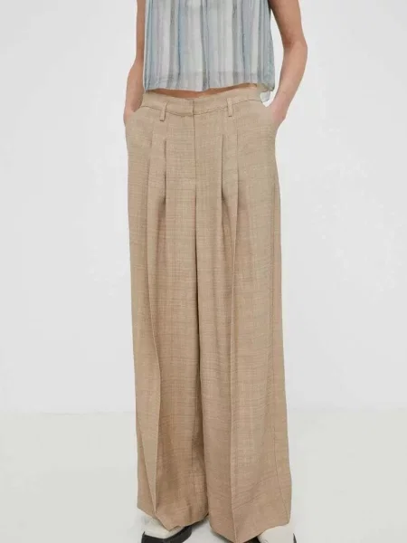 Штани Herskind Lotus широкі висока посадка бежевий