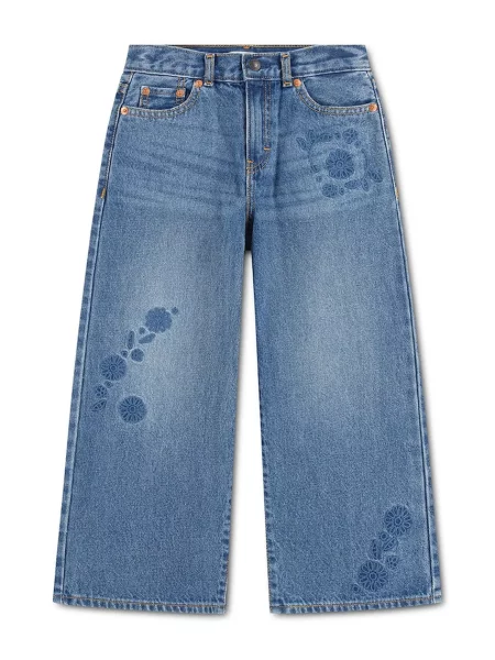 Levi's blugi wide leg pentru copii EMBROIDERED HIGH RISE BAGG albastru