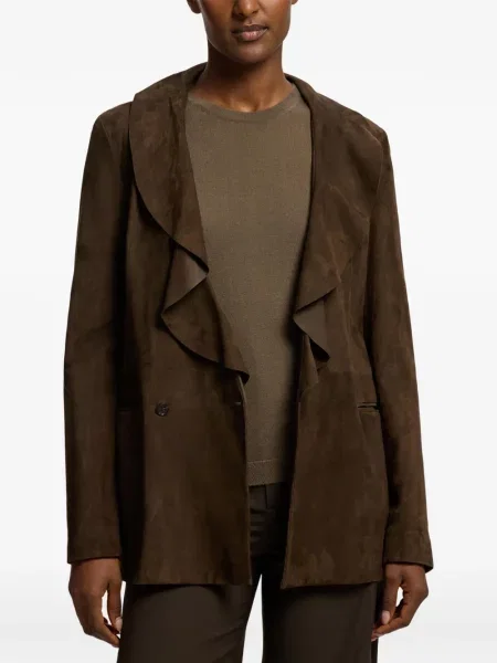 Geacă Ralph Lauren Collection din piele de căprioară maro