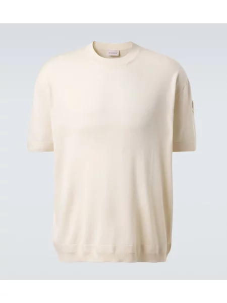Tricou Moncler de mătase alb