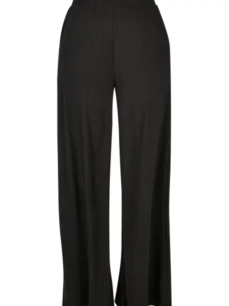 Παντελόνια Urban Classics Ladies Rib Jersey Wide Leg Pants Black L μαύρο