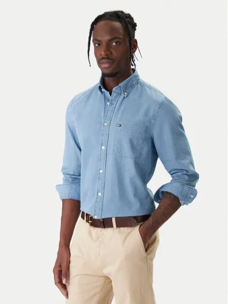 Tommy Hilfiger cămașă de blugi Bedford albastru