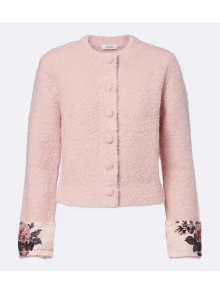 Cardigan Erdem de lână cu model floral roz
