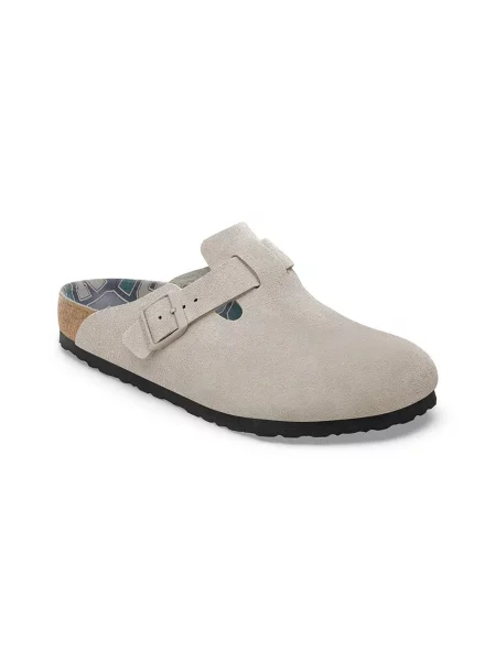 Birkenstock Boston BS Suede Leather Regular Fit Grey Unisex Sandały Birkenstock Size: szary