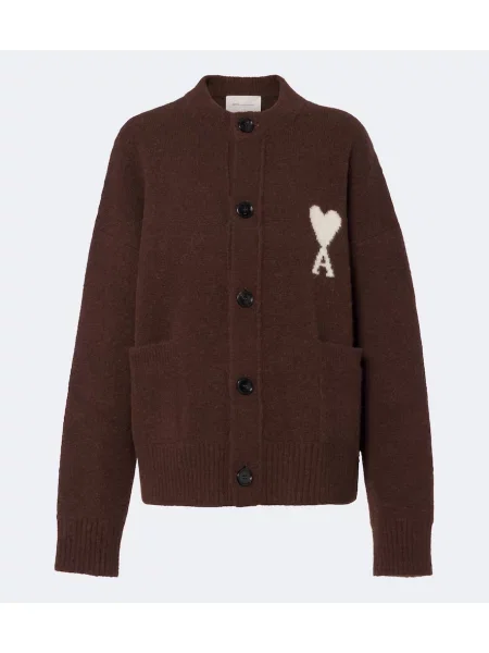 Cardigan Ami Paris de lână maro