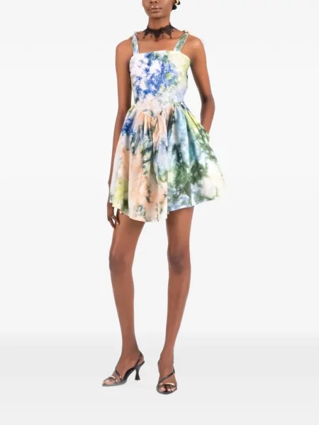 Tie-dye mini suknelė Busayo Nyc kaklaraiščiai balta