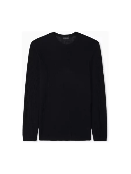 Sweter Emporio Armani z lyocellu w jodełkę czarny