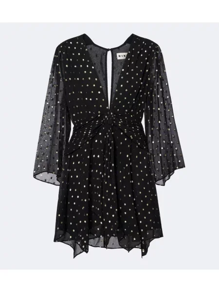 Rochie Rixo din șifon cu buline negru