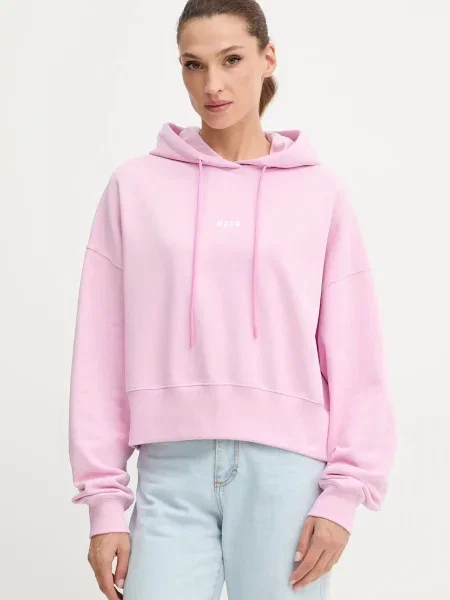 Суичър с качулка Msgm с качулка розово