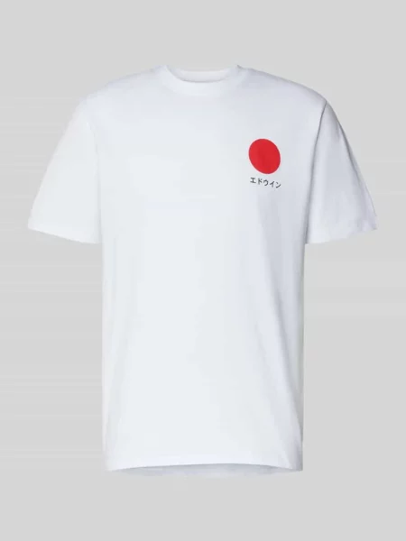 T-shirt z nadrukiem z motywem model ‘JAPANESE SUN’ Edwin biała