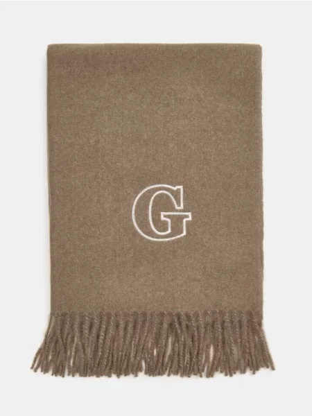 Шарф з бахромою коричневий