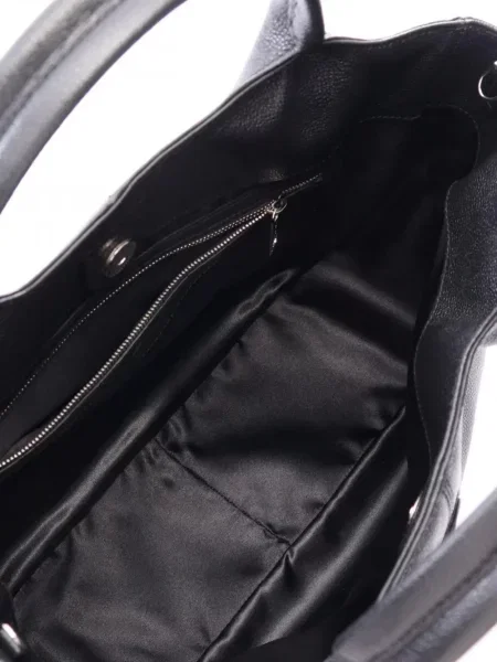 Кожена шопинг чанта Tod's черно