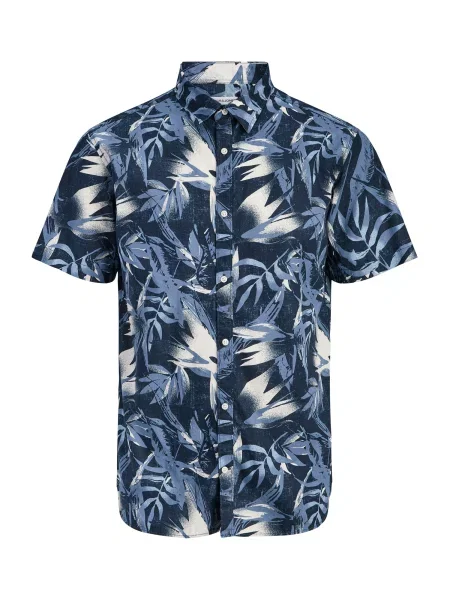 Jack & Jones Plus Cămașă JJHonolulu bleumarin / albastru porumbel alb