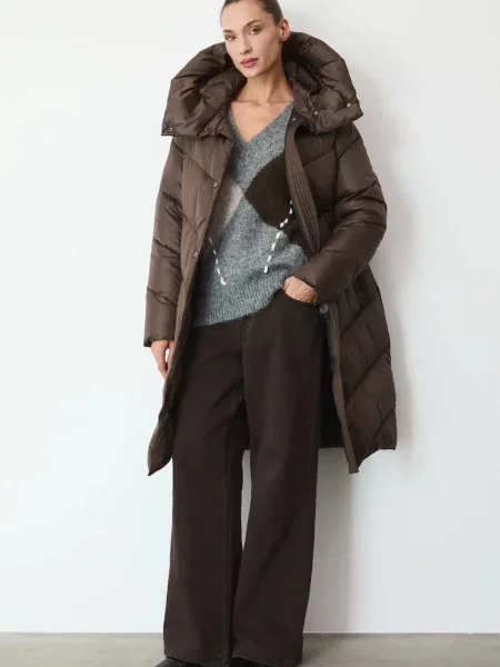Medicine płaszcz puchowy turkusowy brązowy