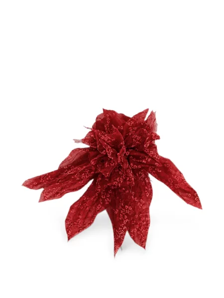Brosa Alberta Ferretti de mătase cu model floral roșu