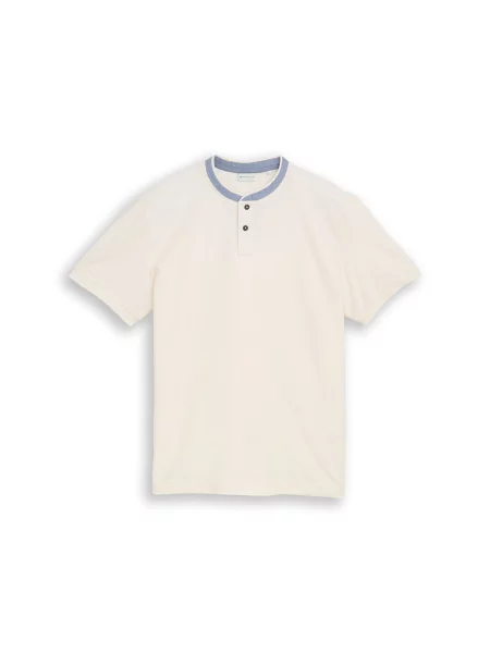 TOM TAILOR Tricou albastru porumbel / natural alb