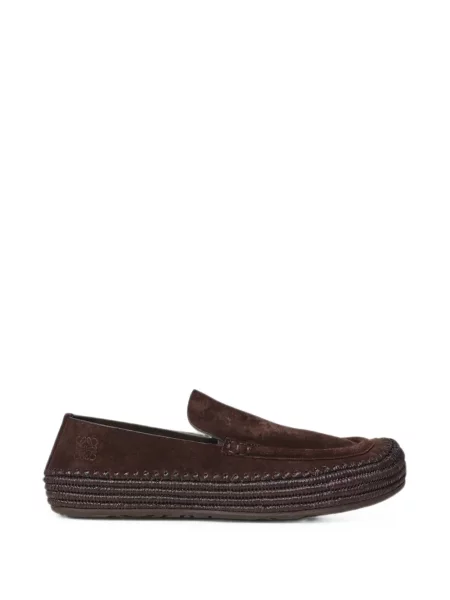 Pantofi loafer Loewe din piele de căprioară țesuți maro