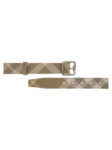 Pasek Burberry w kratę beżowy