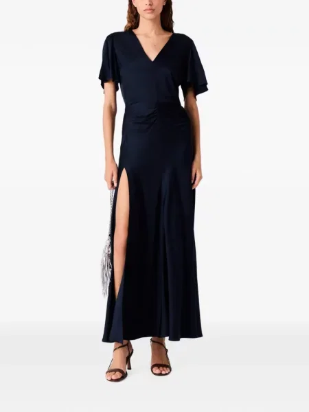 Rochie maxi Maje cu decolteu în V albastru