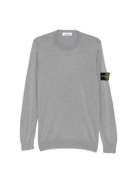 Lekki sweter Stone Island wełniany z kamieniami szary