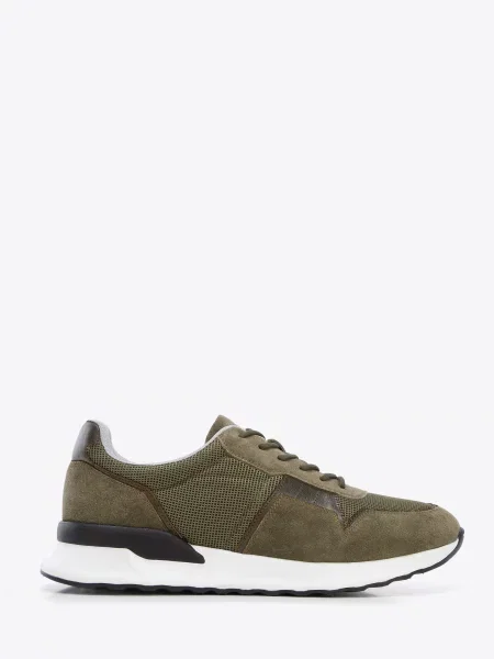 Sneakersy zamszowe z elastycznymi wstawkami zielone