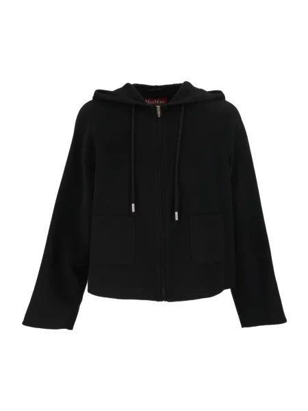 Krótka kurtka Max Mara Studio wełniana z kapturem czarna