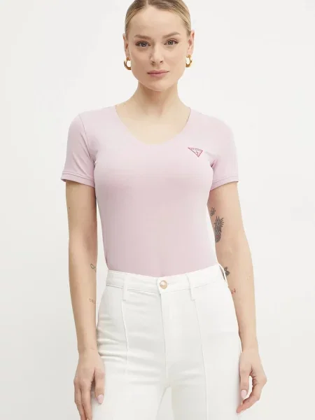 Тениска Guess лилаво розово