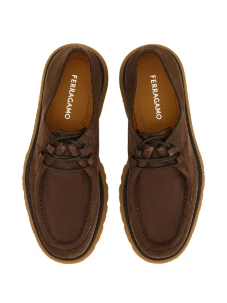 Chunky cipele Ferragamo s vezicama s čipkom smeđa