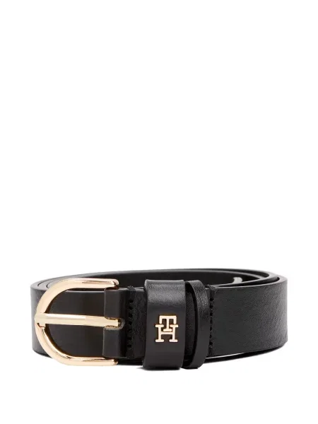 Curea Tommy Hilfiger din piele cu autograf negru