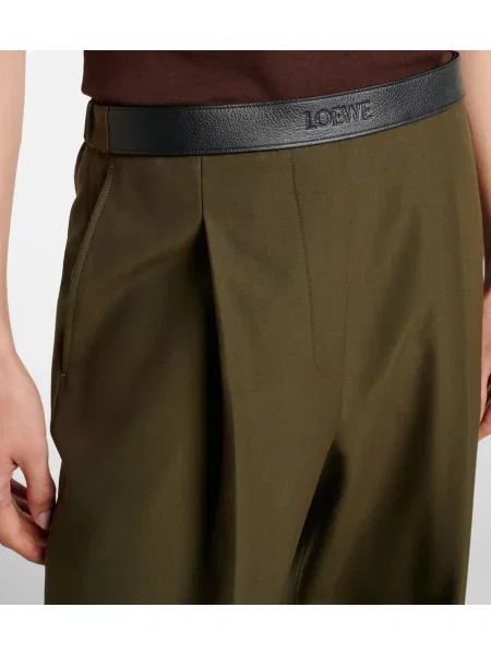 Pantaloni Loewe din piele plisate verde