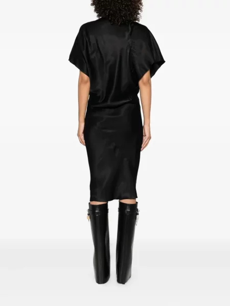 Rochie midi Rick Owens drapată până la genunchi cu un umăr gol albastru