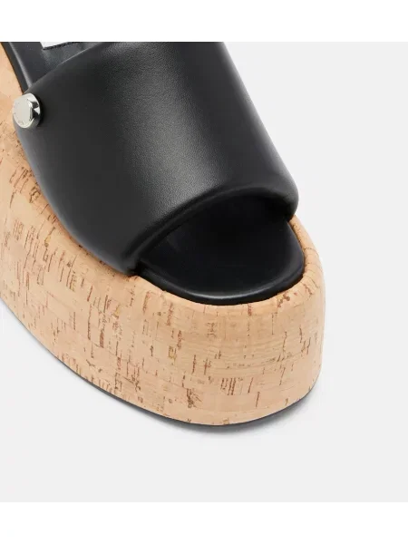 Kožené sandále The Attico na platforme čierna