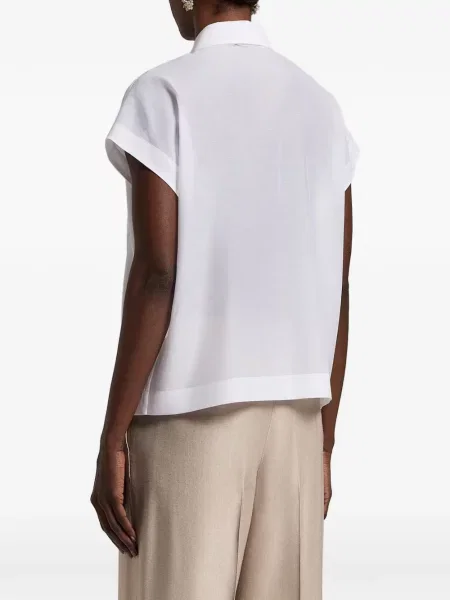 Koszula Peserico w kwiatki z naszywkami biała