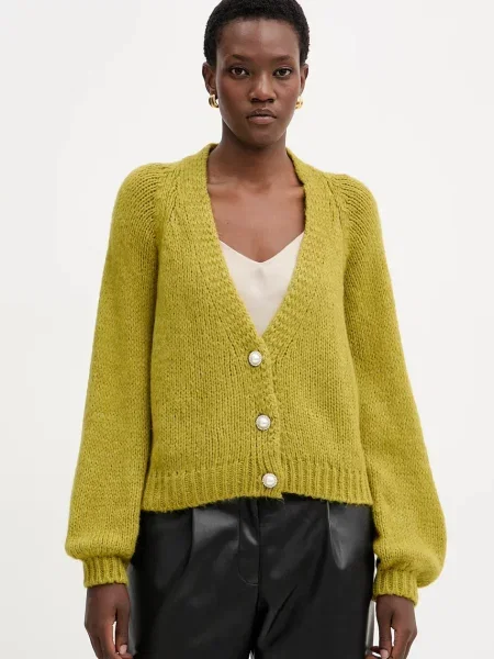 Kardigan s příměsí vlny Haveone dámský zelená