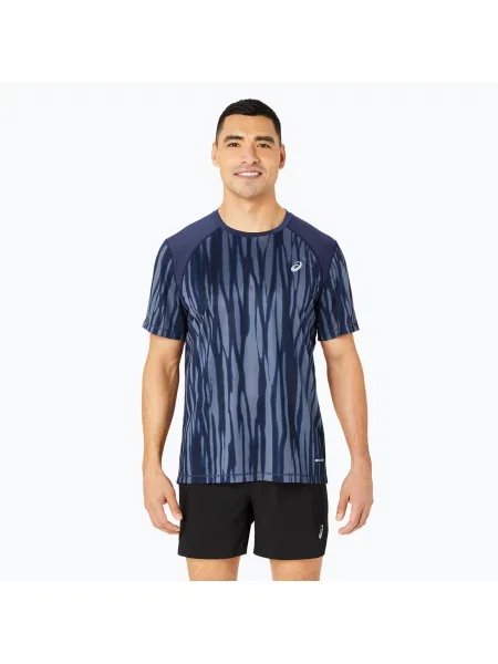 Tricou de alergare pentru bărbați ASICS Road All Over Print Top blue expanse/midnight albastru