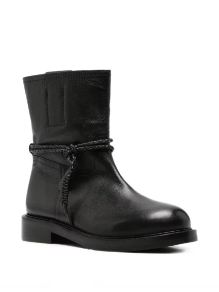Botine Zolfo din piele țesuți cu bretele negru