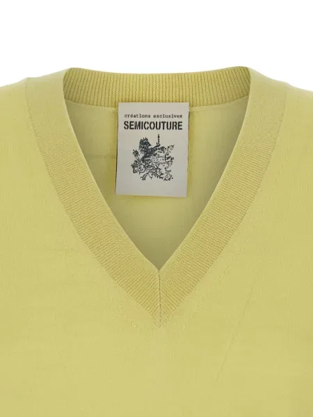 Pulover Semicouture cu decolteu în V galben