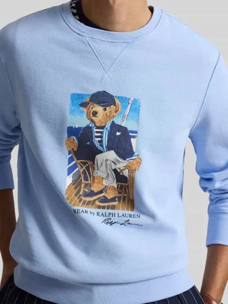 Bluza o kroju regular fit z nadruk polo bear Polo Ralph Lauren niebieska