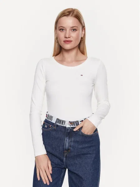 Блуза с дълги ръкави Tommy Hilfiger бежово