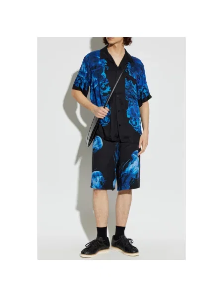 Szorty jeansowe Versace Jeans Couture z nadrukiem z twillu czarne