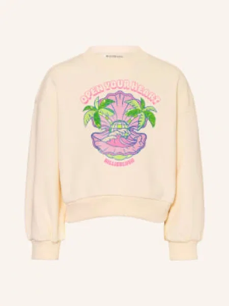 Billieblush Mikina S Flitry krémová / neonově růžová / světle zelená