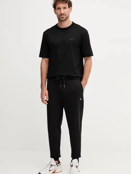 Меланжевая футболка Boss черная