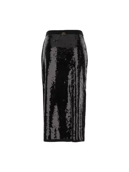 Spódnica midi Twinset do kolan wełniana czarna