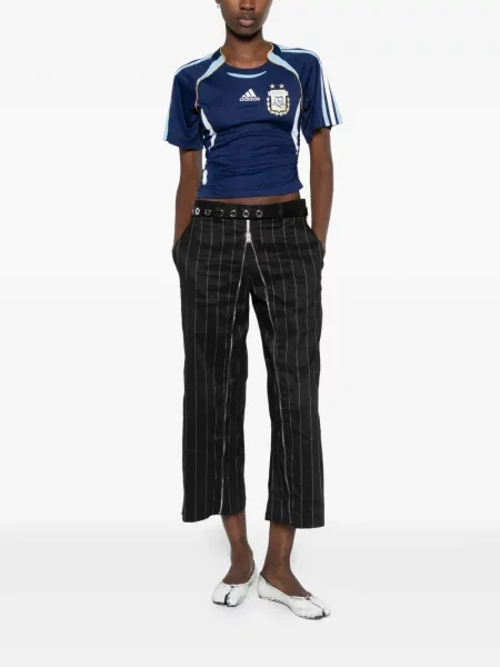 Tricou Adidas cu dungi scurt cu autograf negru
